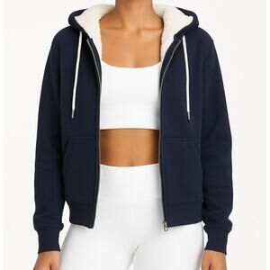 Splits59 Lynx Sherpa Lined Hoodie in Navy / Ivory Size XS Oversized NWT